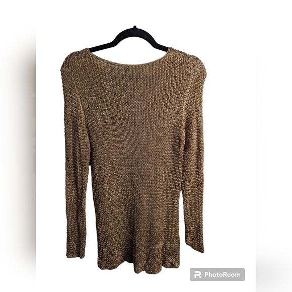 Eileen Fisher gold knit top sz L - Picture 2 of 9
